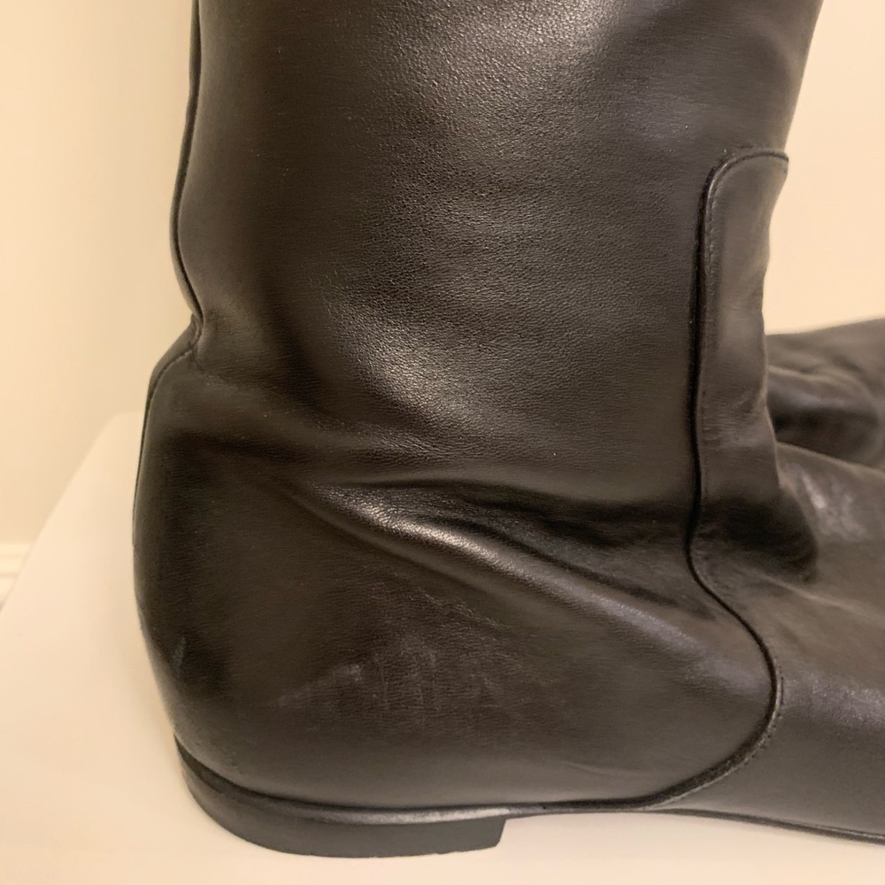 giuseppe zanotti NERO boots Tall flat black leather Vintage Italy Size 40 US 10 - Picture 10 of 14
